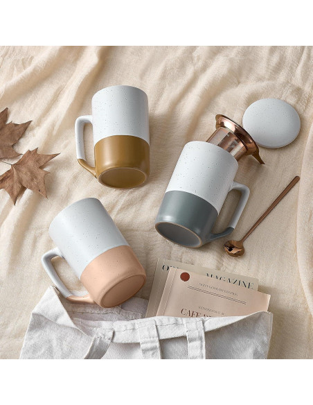 Taza de Té Grande Gencywe 473 ml con Infusor y Tapa Ámbar