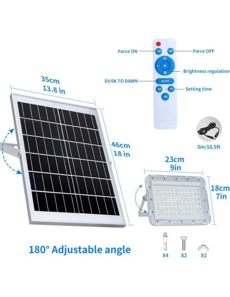 Luz de Inundación Solar LED TIN SUM 200W 18000 Lúmenes IP67