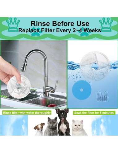 Filtros de Reemplazo para Fuente de Agua para Gatos Daoxuan - Paquete de 5