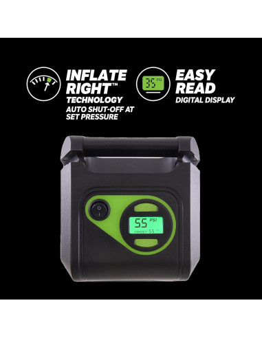 Inflador de Neumáticos Slime 40052, Portátil 12V/120V, 99 psi