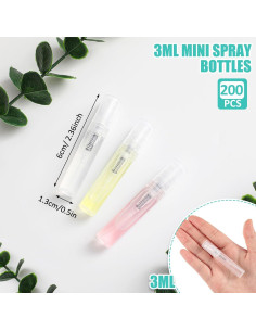 200 Mini Botellas de Spray Zhehao 3 ml Rellenables Plástico 2