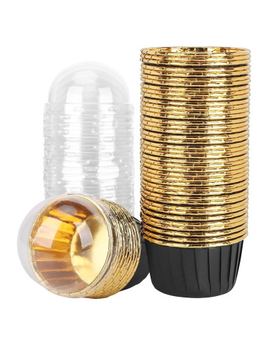 Ramequines Desechables EUSOAR 50pcs 103ml Aluminio Negro/Dorado