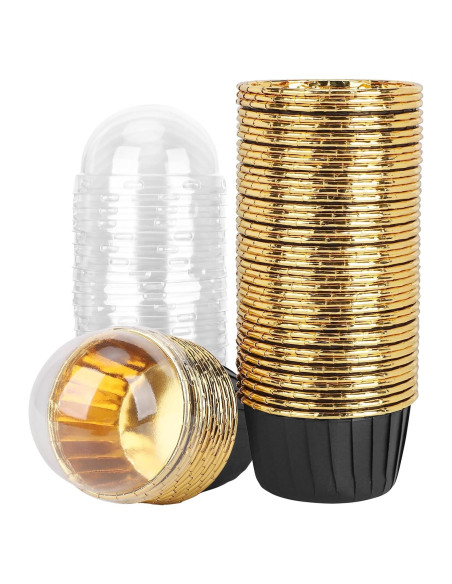 Ramequines Desechables EUSOAR 50pcs 103ml Aluminio Negro/Dorado