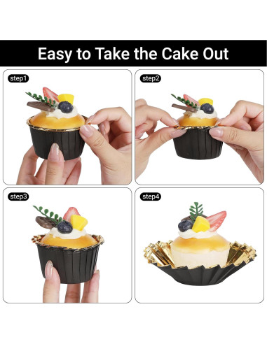 Ramequines Desechables EUSOAR 50pcs 103ml Aluminio Negro/Dorado