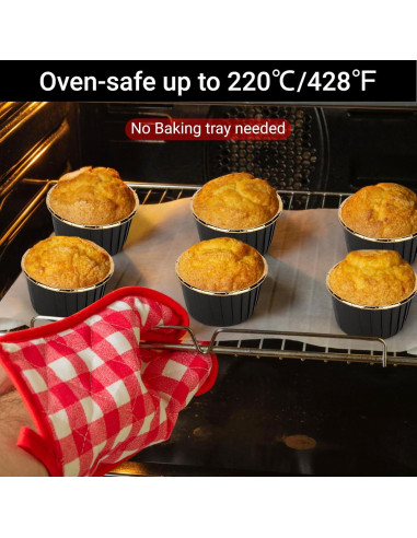 Ramequines Desechables EUSOAR 50pcs 103ml Aluminio Negro/Dorado