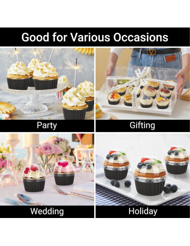 Ramequines Desechables EUSOAR 50pcs 103ml Aluminio Negro/Dorado