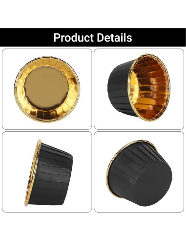 Ramequines Desechables EUSOAR 50pcs 103ml Aluminio Negro/Dorado