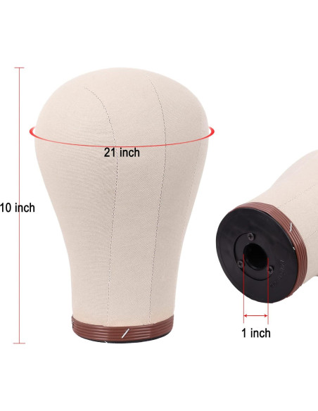 Cabeza de Peluca MapofBeauty 21" Corcho Marrón con Soporte