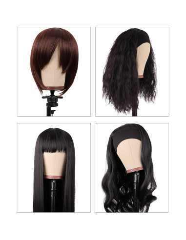 Cabeza de Peluca MapofBeauty 21" Corcho Marrón con Soporte