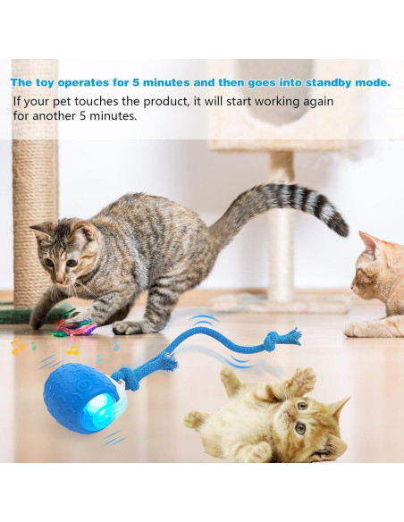Juguete Interactivo para Gatos LEUCITE Bola Móvil Azul Recargable