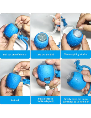 Juguete Interactivo para Gatos LEUCITE Bola Móvil Azul Recargable