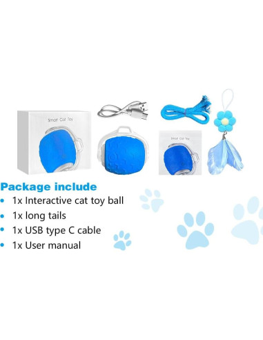 Juguete Interactivo para Gatos LEUCITE Bola Móvil Azul Recargable