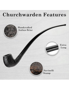 Pipa Savinelli Churchwarden 601 - Madera de Brezo Hecha a Mano 2