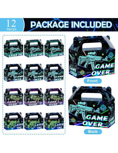 12 Cajas de Regalo Neon Laser Tag 15x7.6x9.1 cm