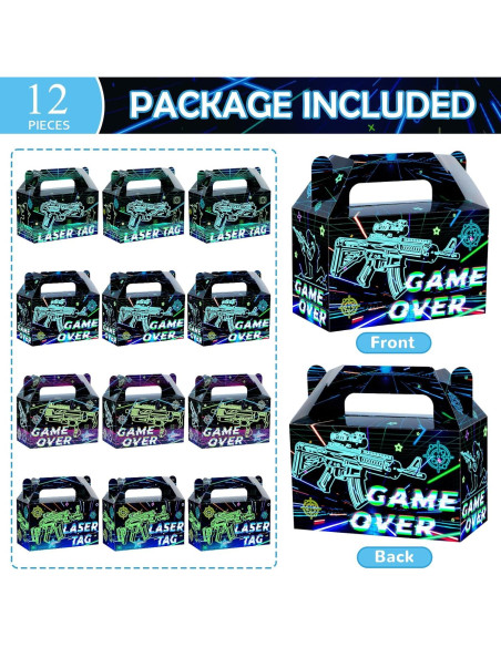 12 Cajas de Regalo Neon Laser Tag 15x7.6x9.1 cm