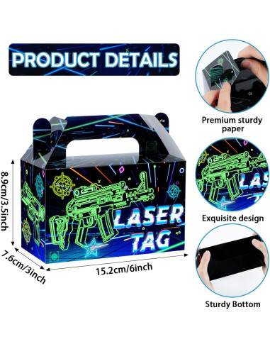12 Cajas de Regalo Neon Laser Tag 15x7.6x9.1 cm