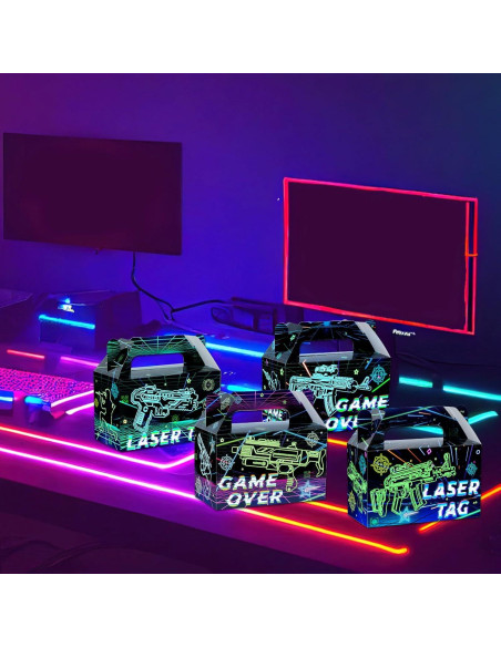 12 Cajas de Regalo Neon Laser Tag 15x7.6x9.1 cm