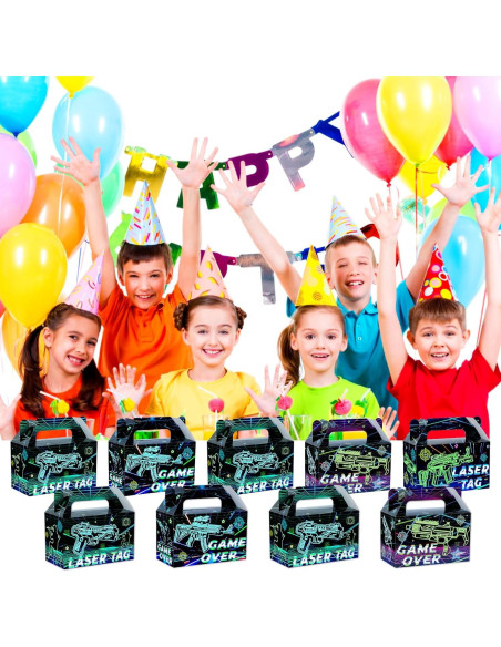 12 Cajas de Regalo Neon Laser Tag 15x7.6x9.1 cm