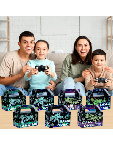 12 Cajas de Regalo Neon Laser Tag 15x7.6x9.1 cm