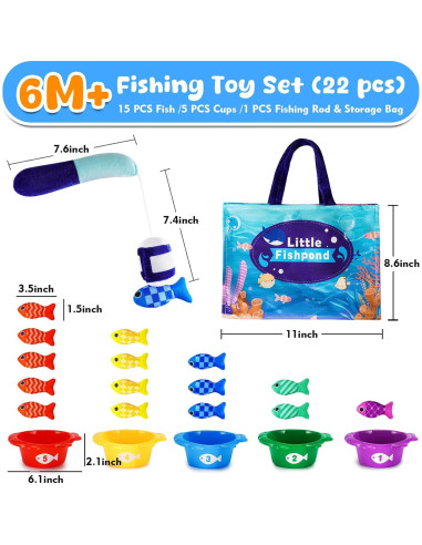 Juguetes Montessori de Pesca Rincalivestra 22 Piezas 0-3 Años