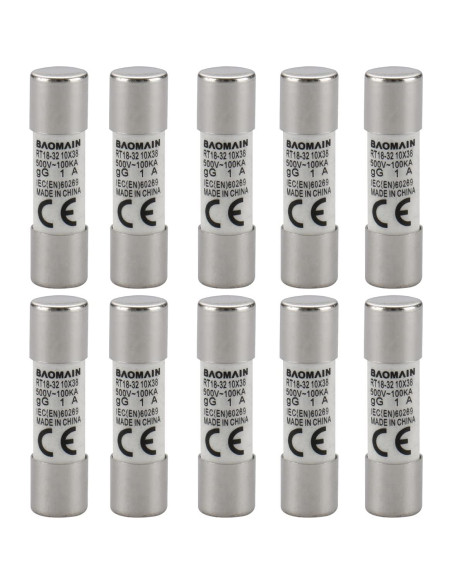 Portafusibles Baomain RT18-32 con 10 Fusibles Cerámicos 1A