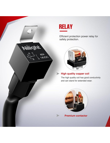 Kit Arnés de Cableado Nilight 16 AWG 2 Conectores 12V