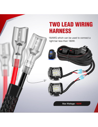 Kit Arnés de Cableado Nilight 16 AWG 2 Conectores 12V