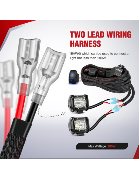 Kit Arnés de Cableado Nilight 16 AWG 2 Conectores 12V