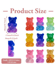 Cabochones de Osito de Goma Cheriswelry 45 Piezas 18x11mm 2