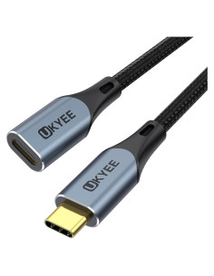 Cable Extensión USB C 1m UKYEE 100W 10Gbps Nylon Trenzado