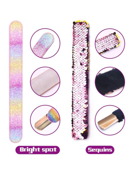 Pulseras Slap Brillantes VGOODALL 12 PCS para Niños