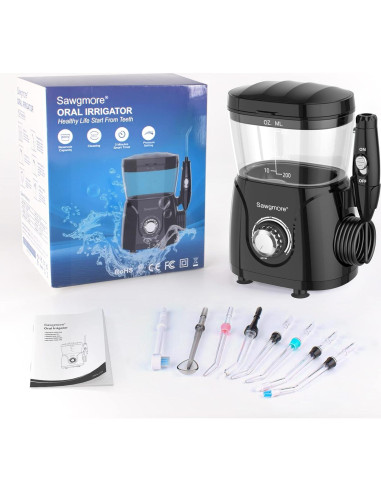 Hilo Dental de Agua Sawgmore FC166, 600 ml, 10 Modos, Negro