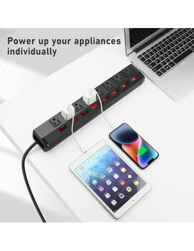 Regleta de Potencia ANNQUAN 8 Salidas 1200 Julios 1.83m