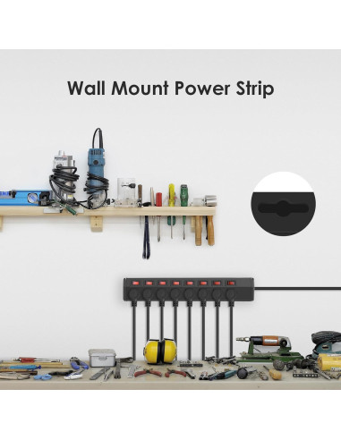 Regleta de Potencia ANNQUAN 8 Salidas 1200 Julios 1.83m