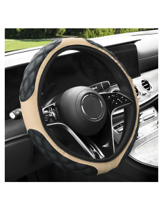 Cubierta de Volante de Coche Povtii 38.1 cm Beige Antideslizante
