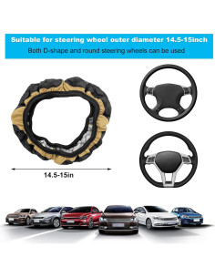 Cubierta de Volante de Coche Povtii 38.1 cm Beige Antideslizante 2