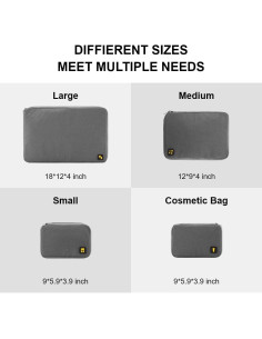 Set de 4 Cubos de Embalaje LEVEL8 - Gris - Organizador de Viaje 2