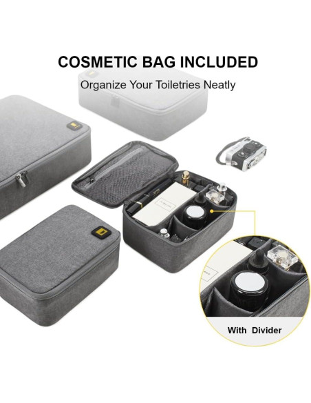 Set de 4 Cubos de Embalaje LEVEL8 - Gris - Organizador de Viaje