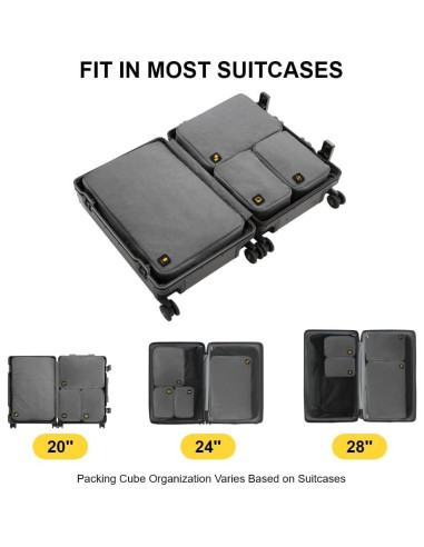 Set de 4 Cubos de Embalaje LEVEL8 - Gris - Organizador de Viaje