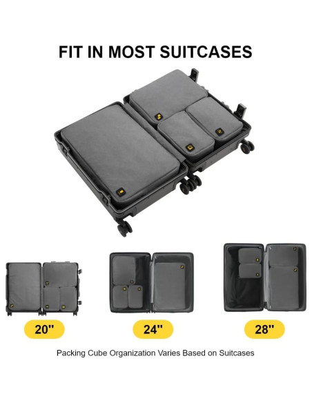 Set de 4 Cubos de Embalaje LEVEL8 - Gris - Organizador de Viaje