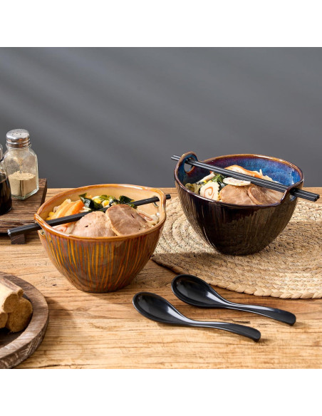 Juego de 2 tazones de ramen JH JIEMEI HOME 17.78 cm con palillos