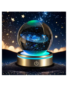 Bola de Cristal 3D Sistema Solar QIANCHANG con Base LED 8cm