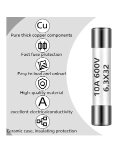 Fusibles de Multímetro Kingdder 10 Piezas 10A 600V Cerámicos 2