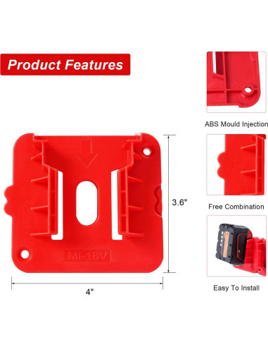 10 Soportes de Batería M18 KETTKEL para Montaje en Pared