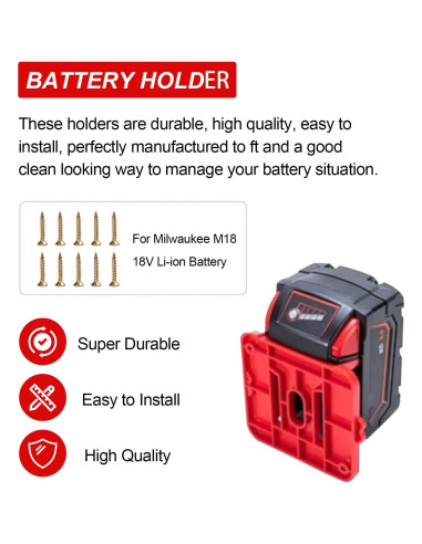 10 Soportes de Batería M18 KETTKEL para Montaje en Pared
