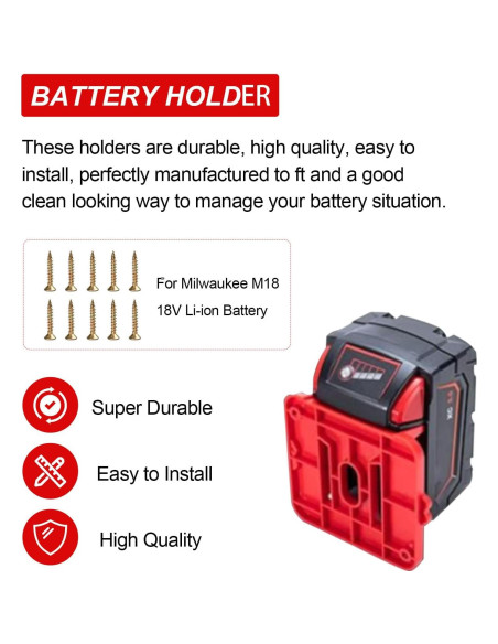 10 Soportes de Batería M18 KETTKEL para Montaje en Pared