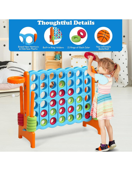 Juego Gigante 4-en-Fila Costzon con Aros de Baloncesto 83.82x33.02cm