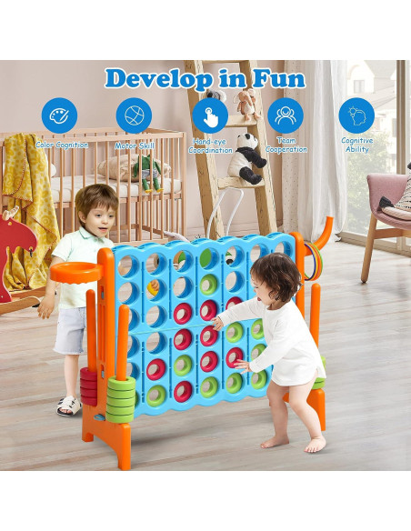 Juego Gigante 4-en-Fila Costzon con Aros de Baloncesto 83.82x33.02cm