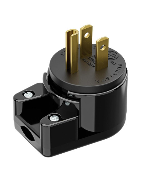Enchufe en Ángulo Recto Nema 5-15P PluGrand 15A 125V Negro
