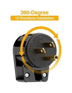 Enchufe en Ángulo Recto Nema 5-15P PluGrand 15A 125V Negro 2